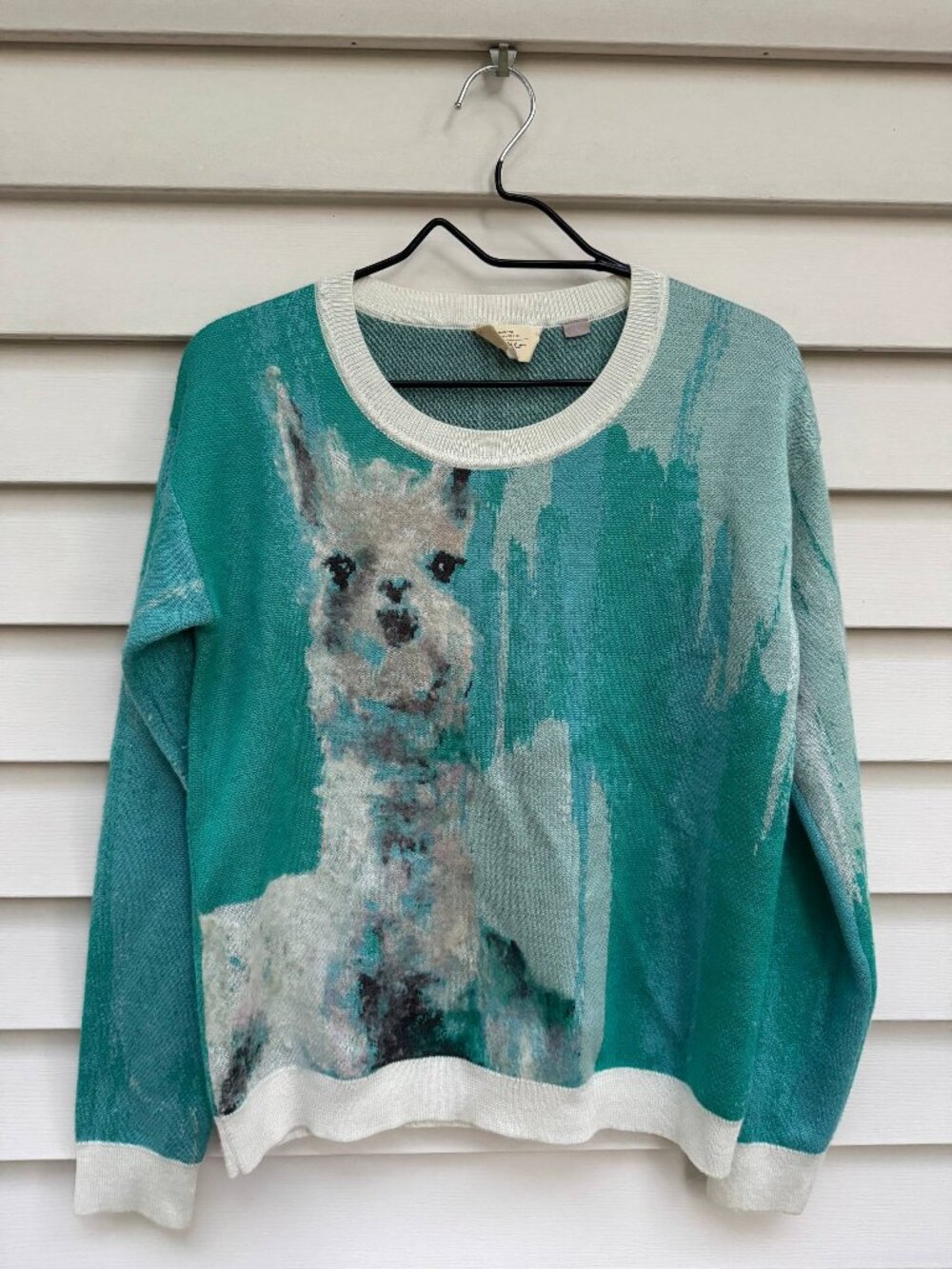 Anthropologie Lauren Walcott Watercolor Llama Sweater | Size M